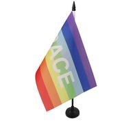 BANDIERA DA TAVOLO ARCOBALENO PACE 21x14cm - PICCOLA BANDIERINA PACE - RAINBOW FLAG 14 x 21 cm - AZ FLAG