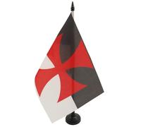 BANDIERA DA TAVOLO BEAUCEANT CAVALIERI TEMPLARI 21x14cm - PICCOLA BANDIERINA ORDINE DEL TEMPIO 14 x 21 cm - AZ FLAG