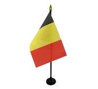 BANDIERA DA TAVOLO BELGIO 15x10cm punta dorata - PICCOLA BANDIERINA BELGA 10 x 15 cm - AZ FLAG
