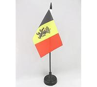 AZ FLAG Bandiera Da Tavolo Belgio Con Leone 15X10Cm - Piccola Bandierina Belga Con Stemma 10 X 15 Cm