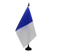 AZ FLAG - Bandiera da tavolo blu e bianco 21 x 14 cm - Piccola bandiera due colori da ufficio 100% poliestere con asta di 25 cm e base in plastica nera