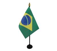 AZ FLAG Bandiera da Tavolo Brasile 15x10cm Punta Dorata - Piccola BANDIERINA Brasiliana 10 x 15 cm