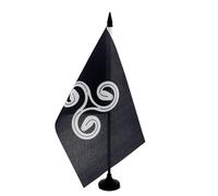 AZ FLAG - Bandiera da tavolo Bretagna Triskell Triserpent 21 x 14 cm - Piccola bandiera Triskell Breton da ufficio 100% poliestere con asta da 25 cm e base in plastica nera