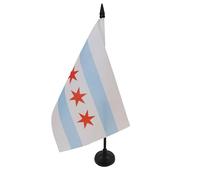 AZ FLAG Bandiera da Tavolo Chicago 21x14 cm Poliestere 100D Base Plastica