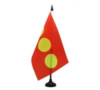 AZ FLAG - Bandiera da tavolo Christiania Free City 21x14 cm - Piccola bandiera di Fristaden Christiania da ufficio 100% poliestere con asta da 25 cm e base in plastica nera