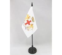AZ FLAG Bandiera da Tavolo Città di Genova con Stemma 15x10cm - Piccola BANDIERINA Genoa con Blasone 10 x 15 cm