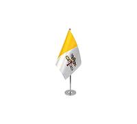 BANDIERA DA TAVOLO DI PRESTIGIO CITTÀ DEL VATICANO 22x15cm in RASO - PICCOLA BANDIERINA VATICANA 15 x 22 cm - AZ FLAG