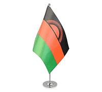AZ FLAG Bandiera Da Tavolo Di Prestigio Malawi Antica 22X15Cm In Raso - Piccola Bandierina Malawaiana 15 X 22 Cm