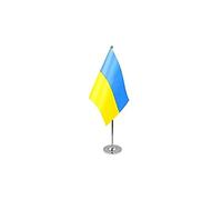 AZ FLAG Bandiera Da Tavolo Di Prestigio Ucraina 22X15Cm In Raso - Piccola Bandierina Ucraina 15 X 22 Cm