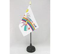 AZ FLAG Bandiera da Tavolo E LA FESTÀ 15x10cm Punta Dorata - Piccola BANDIERINA Party Time 10 x 15 cm