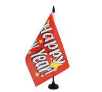 AZ FLAG - Bandiera da tavolo Felice anno nuovo 21 x 14 cm - Piccola bandiera Happy New Year da ufficio, 100% poliestere con asta di 25 cm e base in plastica nera