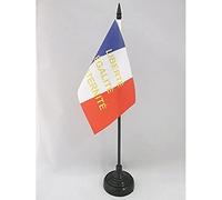BANDIERA DA TAVOLO FRANCIA LIBERTÉ EGALITÉ FRATERNITÉ 15x10cm - PICCOLA BANDIERINA LIBERTÀ FRANCESE 10 x 15 cm - AZ FLAG