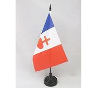 AZ FLAG Bandiera Da Tavolo Francia Sacro Cuore Di Gesù 21x14 cm - Piccola Bandierina Cattolica Francese 14 X 21 Cm