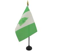 BANDIERA DA TAVOLO ISOLA NORFOLK 15x10cm punta dorata - PICCOLA BANDIERINA AUSTRALIANA - AUSTRALIA 10 x 15 cm - AZ FLAG