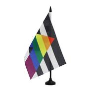 AZ FLAG - Bandiera da tavolo LGBT alleato eterosessuale 21x14 cm - Piccola bandiera alleanza gay etero da ufficio 100% poliestere con asta da 25 cm e base in plastica nera