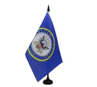 AZ FLAG - Bandiera Da Tavolo Marina di guerra degli Stati Uniti 21x14 cm - Piccola Bandiera degli Stati Uniti Navy Ufficio 100% Poliestere Con Asta Di 25cm E Base In Plastica Nero