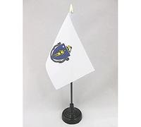 AZ FLAG Bandiera da Tavolo Massachusetts 15x10cm Punta Dorata - Piccola BANDIERINA Stato Americano - USA - Stati Uniti 10 x 15 cm