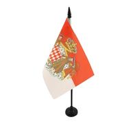 AZ FLAG Bandiera Da Tavolo Monaco Con Stemma 21x14 cm - Piccola Bandierina Monegasca Con Blasone 14 x 21 cm