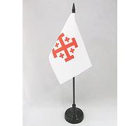 AZ FLAG Bandiera da Tavolo Ordine Santo SEPOLCRO di GERUSALEMME 15x10cm - Piccola BANDIERINA CATTOLICA 10 x 15 cm