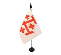 AZ FLAG Bandiera da Tavolo Ordine Santo SEPOLCRO di GERUSALEMME 21x14cm - Piccola BANDIERINA CATTOLICA 14 x 21 cm