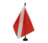 AZ FLAG - Bandiera da tavolo Padiglione per immersioni subacquee 21 x 14 cm - Piccola bandiera bandiera rossa da ufficio 100% poliestere con asta da 25 cm e base in plastica nera