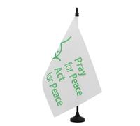 AZ FLAG - Bandiera da tavolo Pregate per la pace con colomba 21x14 cm - Piccola bandiera Pray For Peace De Bureau 100% poliestere con asta da 25 cm e base in plastica nera