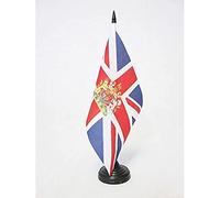 AZ FLAG Bandiera Da Tavolo Regno Unito Con Stemma 21x14 cm - Piccola Bandierina Britannica Con Blasone - Inglese - Uk 14 x 21 cm