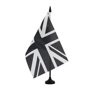 AZ FLAG - Bandiera Da Tavolo Regno Unito nero 21x14 cm - Piccola Bandiera Union Jack Da Scrivania 100% Poliestere Con Asta Di 25cm E Base In Plastica Nero