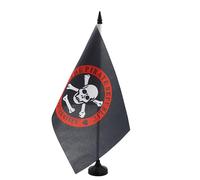 AZ FLAG - Bandiera da tavolo Repubblica dei pirati rossa 21x14 cm - Piccola bandiera corsaro da ufficio 100% poliestere con asta di 25 cm e base in plastica nera