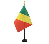 BANDIERA DA TAVOLO REPUBBLICA DEL CONGO 15x10cm punta dorata - PICCOLA BANDIERINA CONGOLESE 10 x 15 cm - AZ FLAG