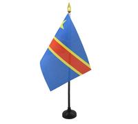 AZ FLAG Bandiera da Tavolo Repubblica Democratica del Congo 15x10cm Punta Dorata - Piccola BANDIERINA Congolese 10 x 15 cm