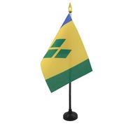 AZ FLAG Bandiera da Tavolo Saint Vincent E Grenadine 15x10cm Punta Dorata - Piccola BANDIERINA CARAIBE 10 x 15 cm