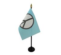 AZ FLAG Bandiera da Tavolo Simbolo Pace Azzurro 15x10cm Punta Dorata - Piccola BANDIERINA della Pace Blu 10 x 15 cm