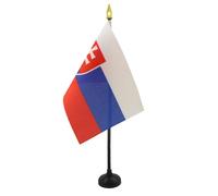 AZ FLAG Bandiera da Tavolo Slovacchia 15x10cm Punta Dorata - Piccola BANDIERINA SLOVACCA 10 x 15 cm