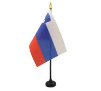 AZ FLAG Bandiera da Tavolo Slovenia 15x10cm Punta Dorata - Piccola BANDIERINA SLOVENA 10 x 15 cm