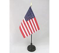 AZ FLAG Bandiera da Tavolo Stati Uniti 15x10cm Punta Dorata - Piccola BANDIERINA Americana - USA 10 x 15 cm