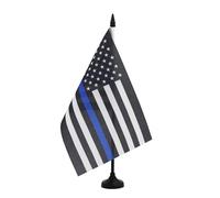 AZ FLAG Bandiera da Tavolo Stati Uniti Blue Black Line 21x14 cm | Uso interno bandiera da tavolo americana finitura cucita e bordi rinforzati con asta in plastica e base in plastica