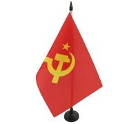 BANDIERA DA TAVOLO URSS GRAN LOGO 21x14cm - PICCOLA BANDIERINA ROSSA COMUNISTA - RUSSIA 14 x 21 cm - AZ FLAG