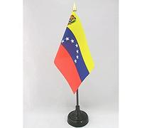 AZ FLAG Bandiera da Tavolo Venezuela Antica Senza Stemma 15x10cm Punta Dorata - Piccola BANDIERINA VENEZUELANA 10 x 15 cm