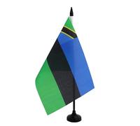 AZ FLAG - Bandiera da tavolo Zanzibar 21 x 14 cm - Piccola bandiera del governo rivoluzionaria di Zanzibar da ufficio 100% poliestere con asta da 25 cm e base in plastica nera