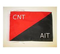 AZ FLAG Bandiera Federazione Anarchica Iberica 45x30 cm - Bandierina Cnt-Fai Spagnola 30x45 cm Cordicelle