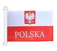 AZ FLAG Bandiera Navale Polonia Con Aquila Alternativo 45x30cm - Bandiera Maritima Polacca Con Stemma 30 x 45 cm speciale Nautismo, Padiglione Nautico