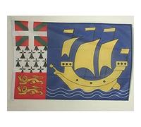 AZ FLAG Bandiera Navale Saint-Pierre E Miquelon 45x30cm - Bandiera Maritima Saint-Pierre E Miquelon In Francia 30 x 45 cm speciale Nautismo, Padiglione Nautico