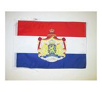 AZ FLAG Bandiera Paesi Bassi Con Stemma 45x30 cm - Bandierina Olandese 30x45 cm Cordicelle