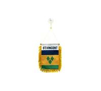 AZ FLAG Bandiera per Auto Saint Vincent e Grenadine 15x10 cm Ventosa | Uso esterno bandiera per auto caraibe St Vincent & Grenadines finitura cucita resistente all’esterno poliestere 100D