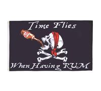 BANDIERA PIRATA IL TEMPO PASSA COL RUM 150x90cm - BANDIERA DEI PIRATI - TESCHIO 90 x 150 cm - AZ FLAG
