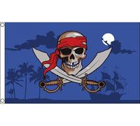 BANDIERA PIRATA NOTTE BLU 150x90cm - BANDIERA DEI PIRATI 90 x 150 cm - AZ FLAG