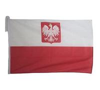 AZ FLAG Bandiera Polonia con Aquila 150x90cm - Bandiera Polacca con Stemma 90 x 150 cm Speciale Esterno