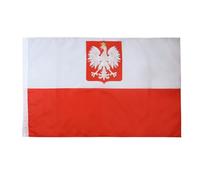 BANDIERA POLONIA CON AQUILA 90x60cm - BANDIERA POLACCA CON STEMMA 60 x 90 cm foro per asta - AZ FLAG