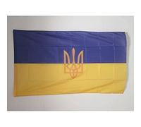 AZ FLAG Bandiera Ucraina con Stemma 150x90cm - Bandiera Ucraina con Blasone 90 x 150 cm Foro per Asta